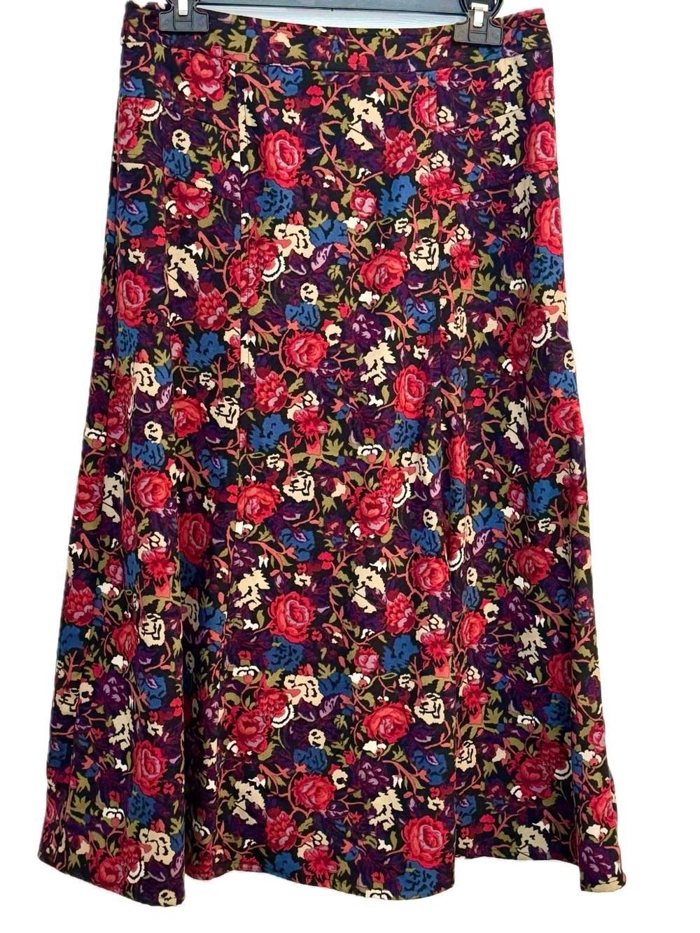 Vintage-Velveteen-90’s Style Floral Midi Skirt Size 12 Christopher & Banks